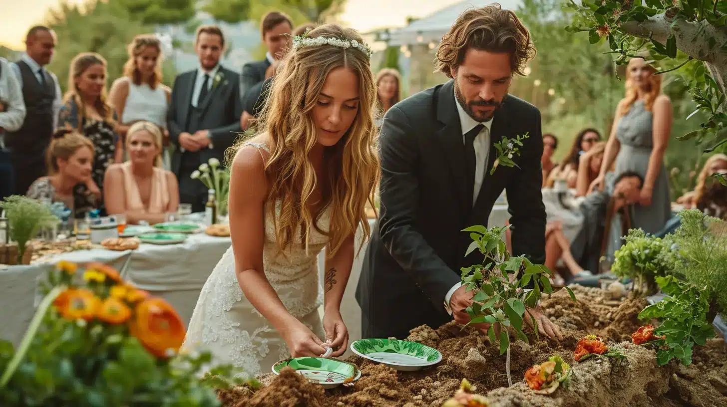 Respecter l'environnement dans un mariage champêtre authentique.