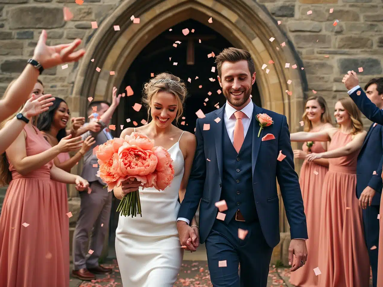 Photo couleur-corail-tendance-mariage-deco